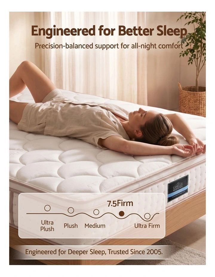 Giselle 30cm Double Spring Mattress Tencel Cover 5-Zone Firm Back Support image 4