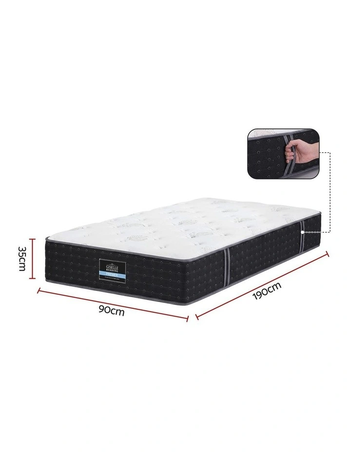 Giselle Single Reversible Spring Mattress Cashmere Cover Gel Foam Firm 35cm image 2