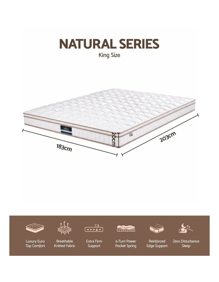 Giselle 20cm Firm King Mattress Pocket Spring for Bedroom or Guest Room image 3