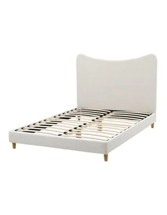 Artiss Double Bed Frame with Boucle Headboard, Beige, 300kg Capacity