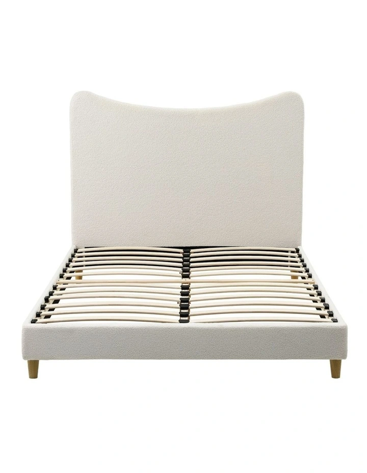Artiss Double Bed Frame with Boucle Headboard, Beige, 300kg Capacity image 3