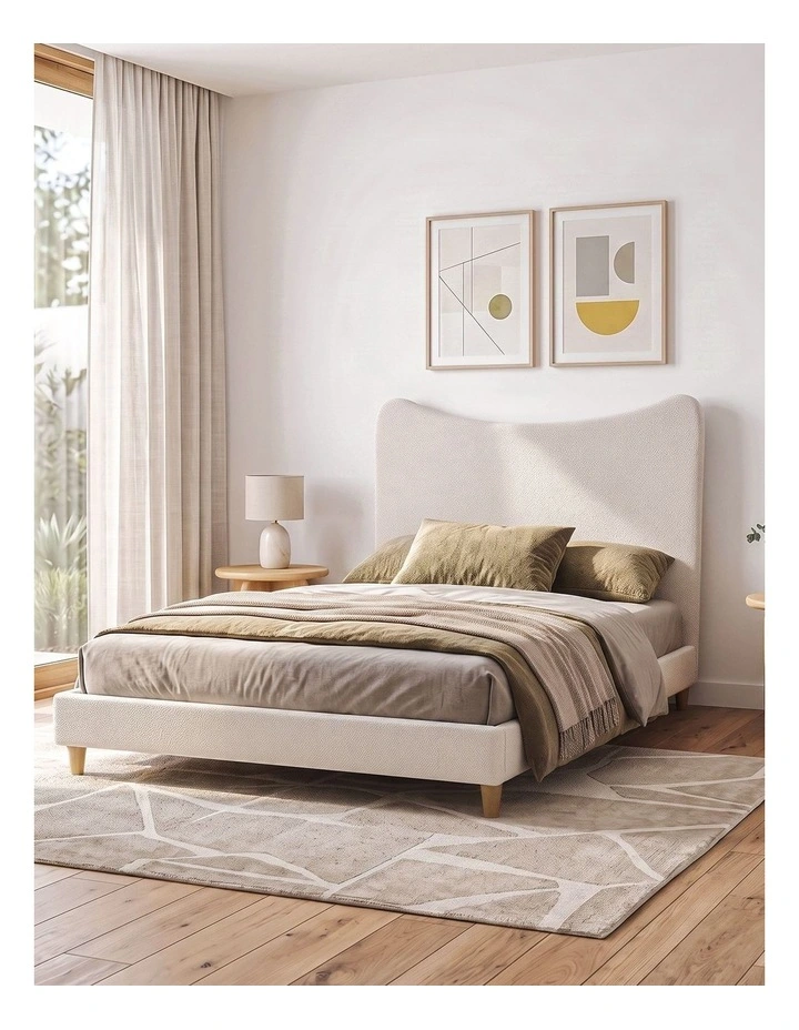 Artiss Double Bed Frame with Boucle Headboard, Beige, 300kg Capacity image 6