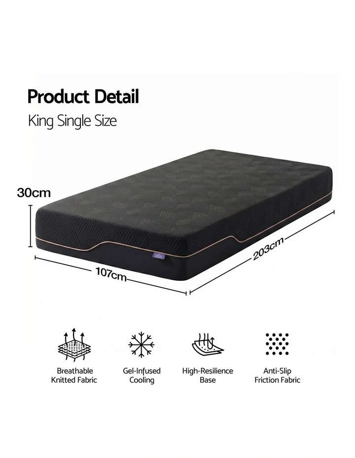 Giselle King Single Cooling Memory Foam Mattress Medium Firm with Gel Comfort 30cm image 2