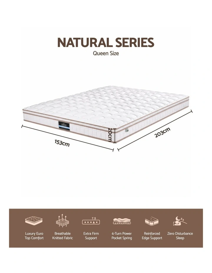 Giselle 20cm Firm Queen Mattress Pocket Spring for Bedroom or Guest Room image 3