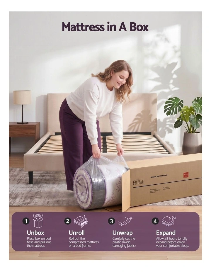Giselle Double Euro Top Mattress Firm Pocket Spring Edge Support image 7