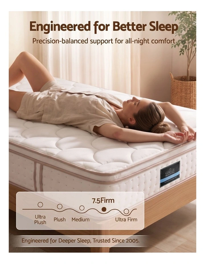 Giselle 30cm King Single Spring Mattress Tencel Cover 5-Zone Firm Back Support image 4