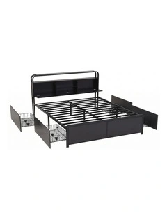 Artiss King Metal Bed Frame 4 Drawers Hidden Storage Headboard HEDY
