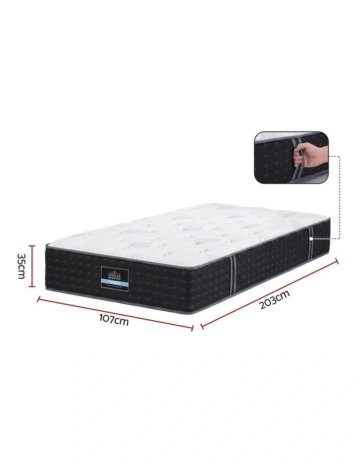 Giselle King Single Reversible Spring Mattress Cashmere Cover Gel Foam Firm 35cm image 2