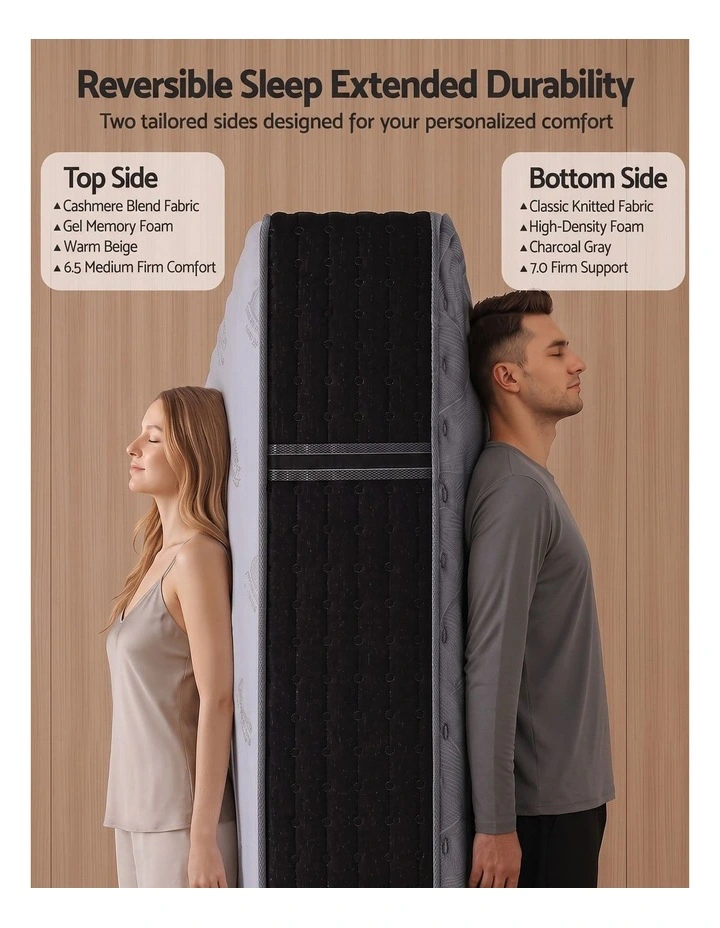 Giselle King Single Reversible Spring Mattress Cashmere Cover Gel Foam Firm 35cm image 4
