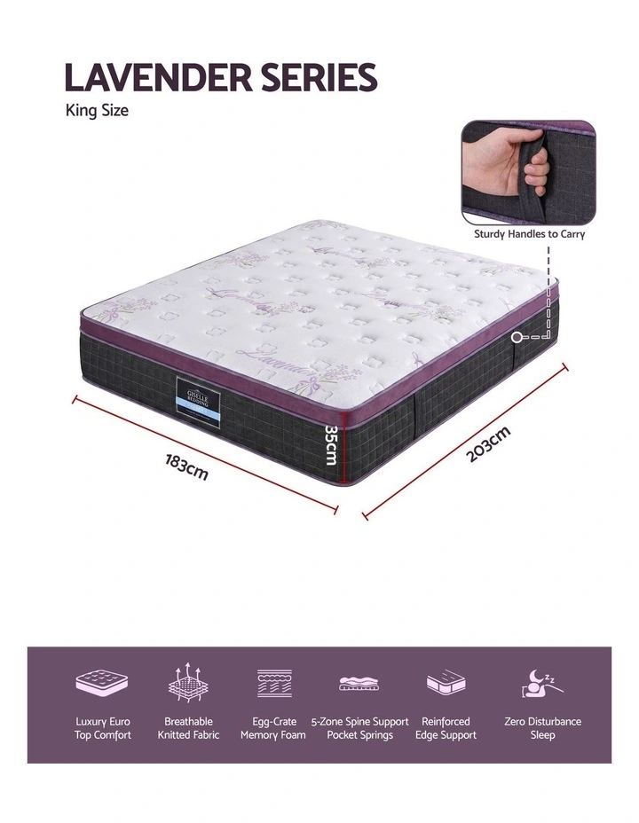 Giselle King Euro Top Mattress Firm Pocket Spring Edge Support image 3