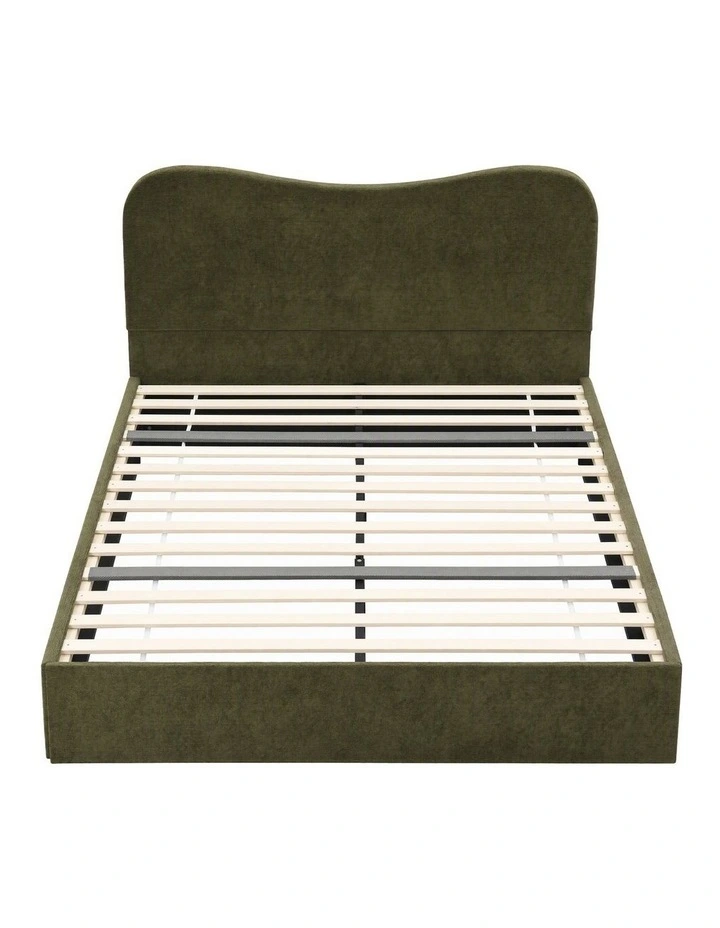 Artiss Double Bed Frame with Storage Drawer, Chenille Curved Headboard image 3