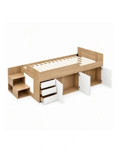 Artiss King Single Bed Frame with Storage, 3 Drawers and Two-Step Access, 2 Cabinets