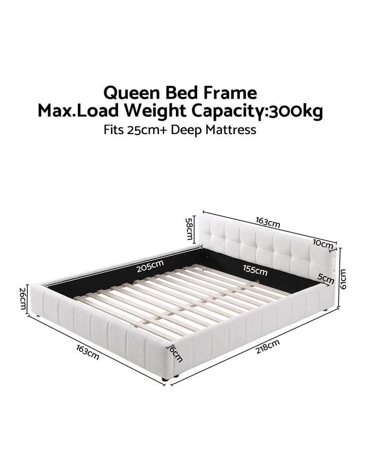 Artiss Queen Bed Frame with Charging, LED Lights & Tufted Headboard image 2
