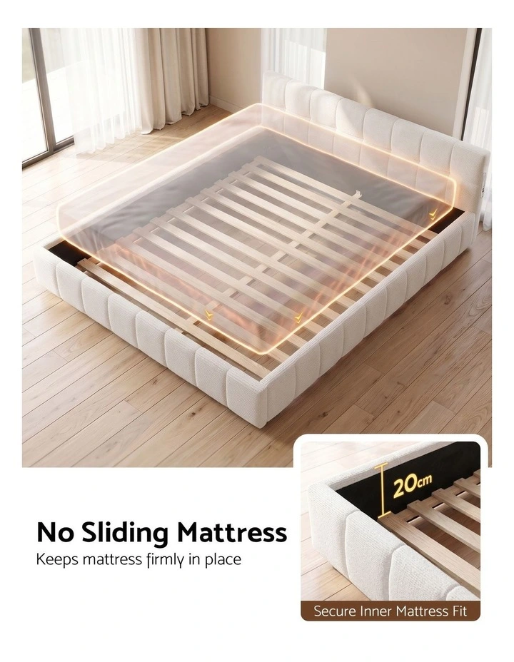 Artiss Queen Bed Frame with Charging, LED Lights & Tufted Headboard image 6