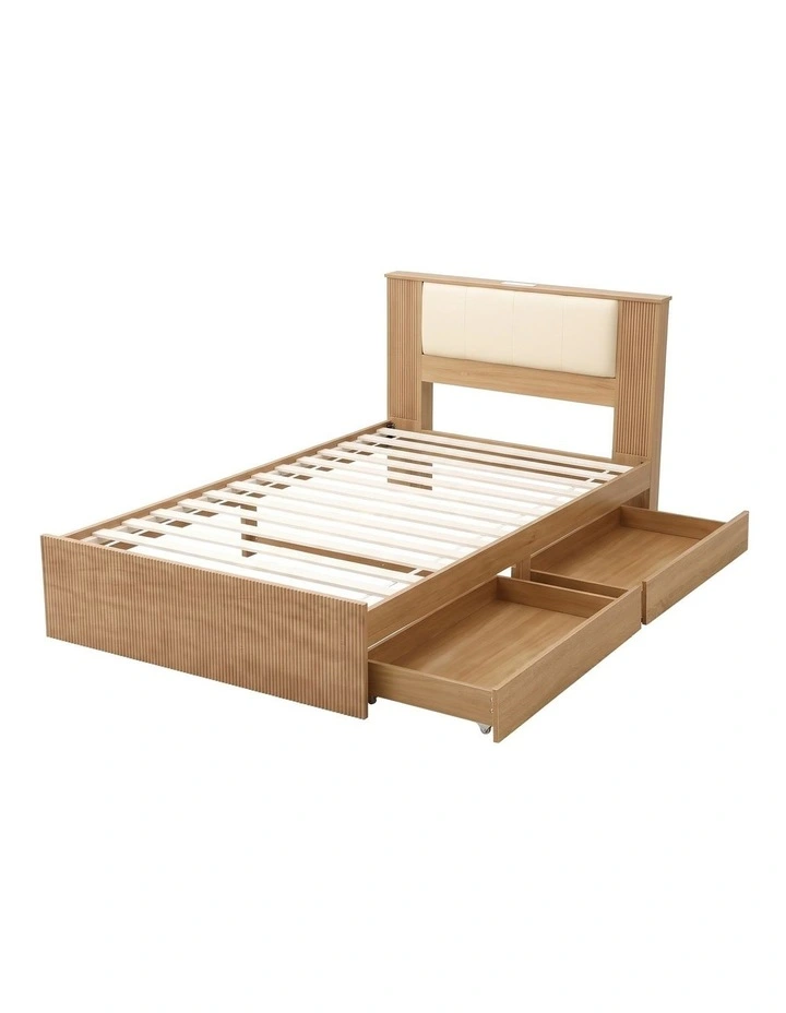 Artiss King Single Bed Frame with 2 Drawers, PU Leather Headboard & Charging Station image 3