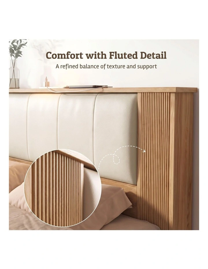Artiss King Single Bed Frame with 2 Drawers, PU Leather Headboard & Charging Station image 6