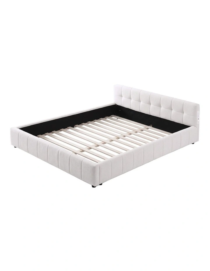 Artiss King Bed Frame with Charging, LED Lights & Tufted Headboard image 3