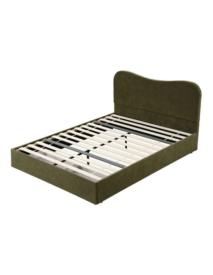 Artiss Queen Bed Frame with Storage Drawer, Chenille Curved Headboard image 1