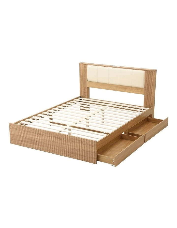 Artiss Queen Bed Frame with 2 Drawers, PU Leather Headboard & Charging Station image 1
