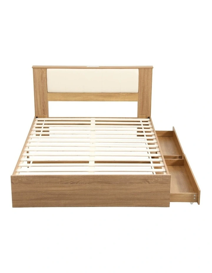 Artiss Queen Bed Frame with 2 Drawers, PU Leather Headboard & Charging Station image 3