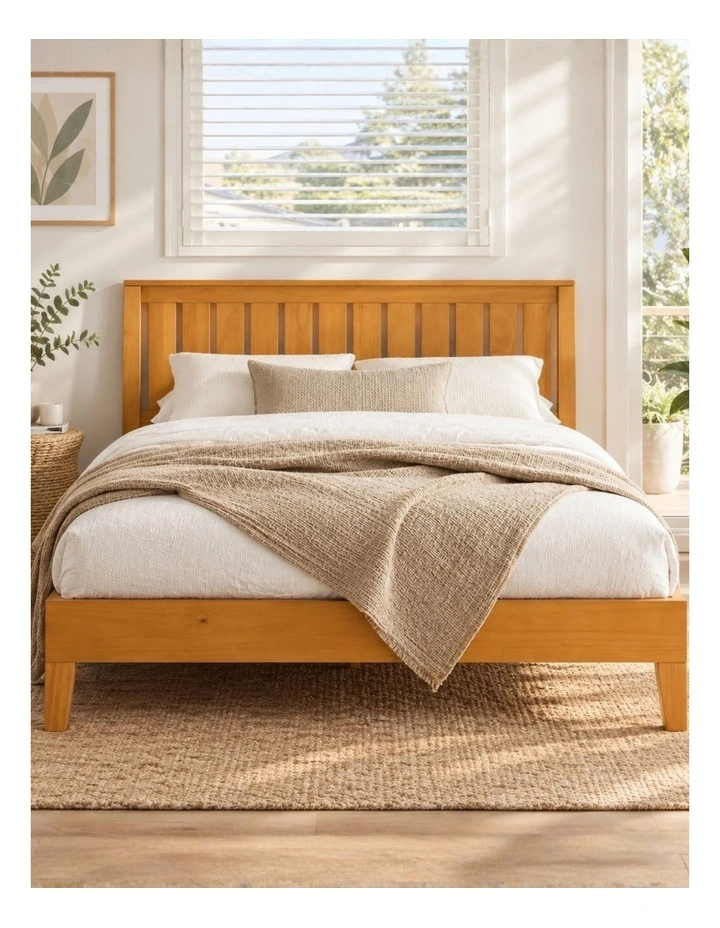 Vivek Deluxe Solid Wood Bed Frame in Natural image 1
