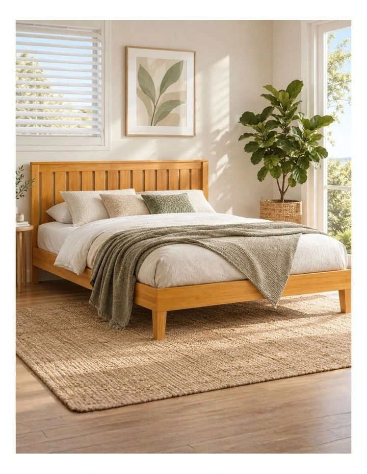 Vivek Deluxe Solid Wood Bed Frame in Natural image 2