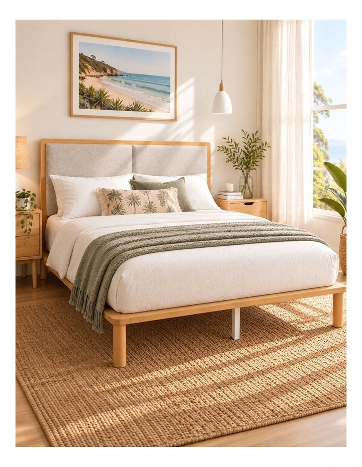 Arden Grey Fabric Bamboo Bed Frame image 1