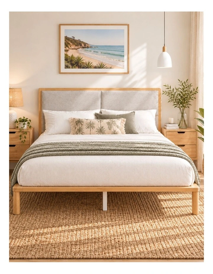 Arden Grey Fabric Bamboo Bed Frame image 2
