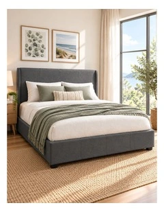 Maddon Gas Lift Storage Fabric Bed Frame in Dark Grey