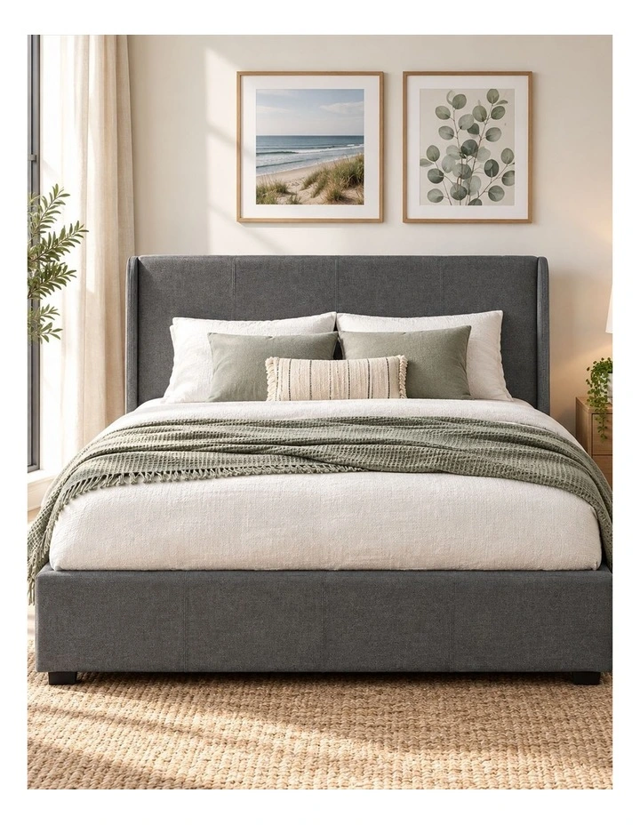 Maddon Gas Lift Storage Fabric Bed Frame in Dark Grey image 2