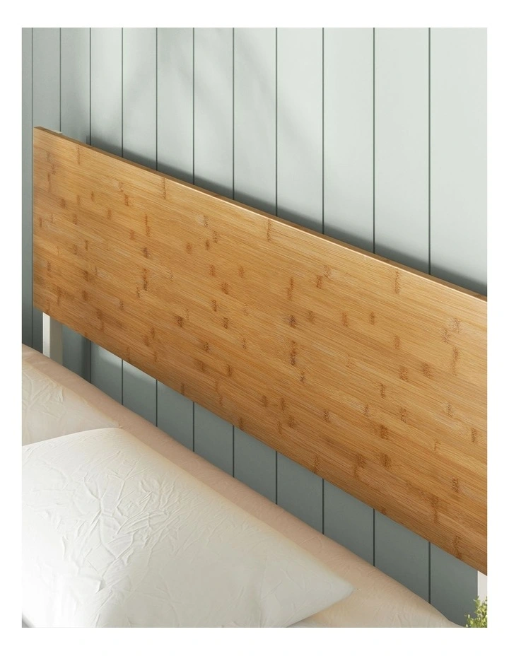 White Figari Bamboo & Metal Bed Frame with Adjustable Headboard image 4