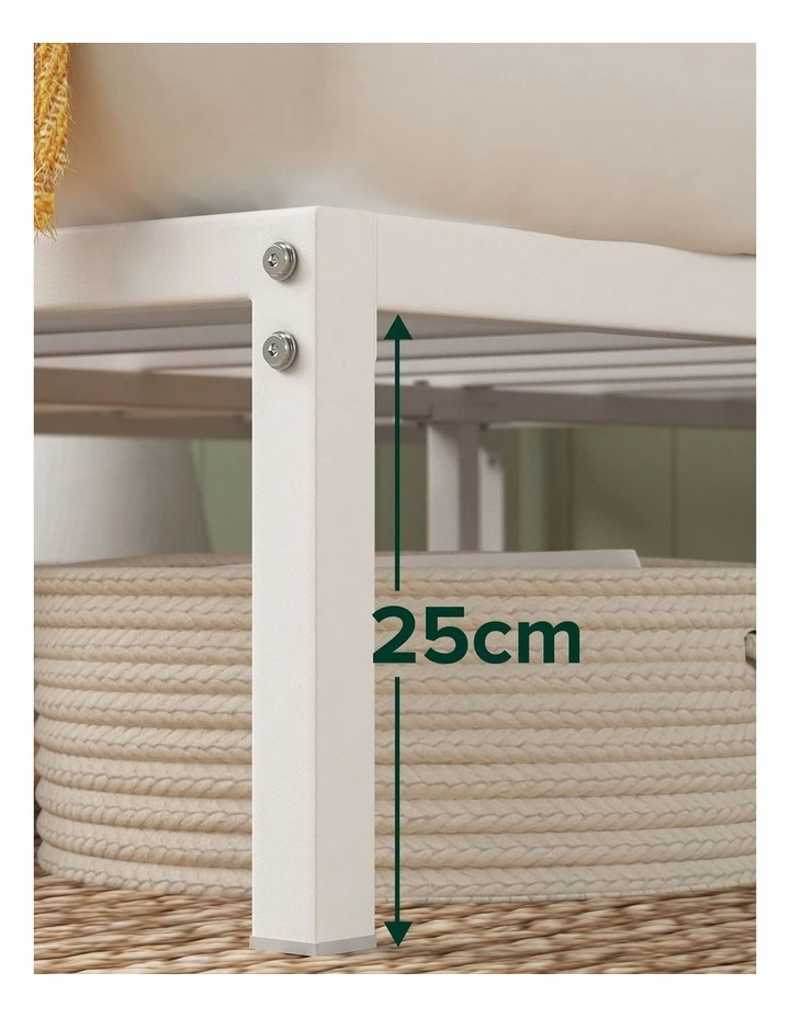White Figari Bamboo & Metal Bed Frame with Adjustable Headboard image 5