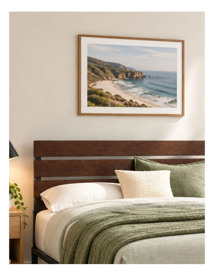 Brown Figari Bamboo & Metal Bed Frame with Adjustable Headboard image 3