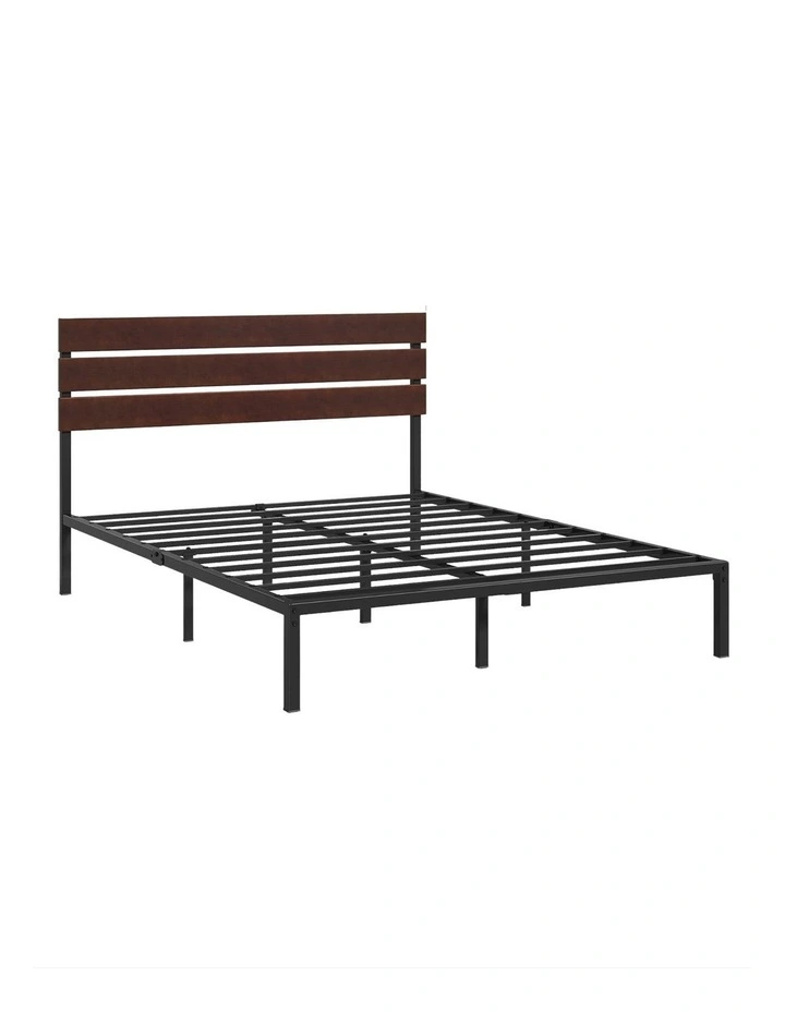 Brown Figari Bamboo & Metal Bed Frame with Adjustable Headboard image 4