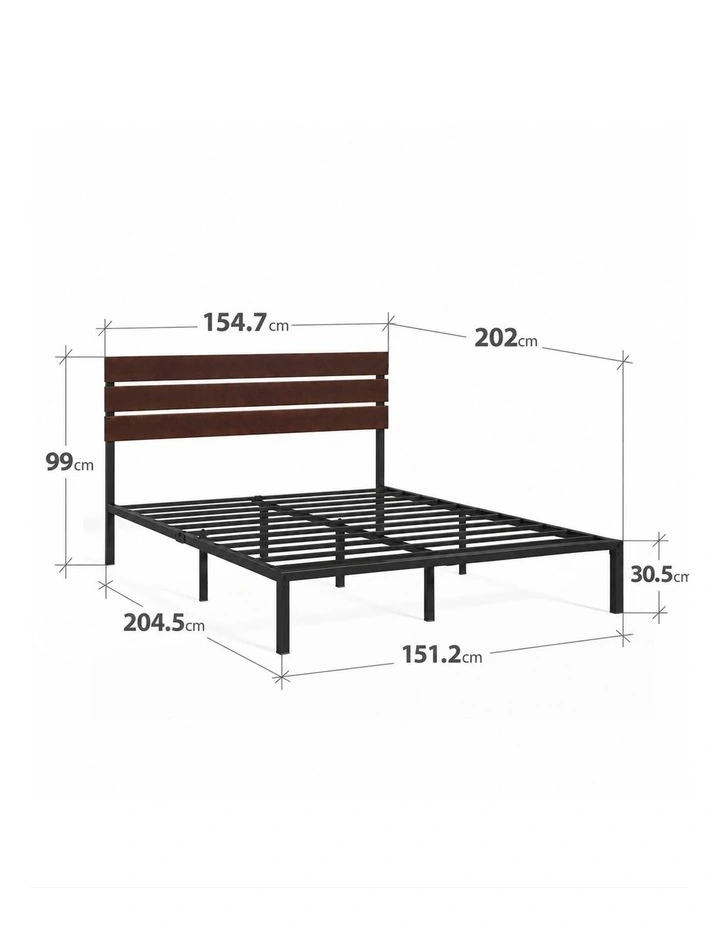 Brown Figari Bamboo & Metal Bed Frame with Adjustable Headboard image 7
