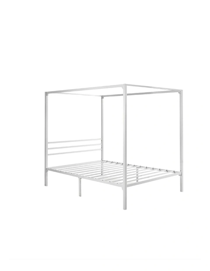 Patricia Metal Canopy Four Poster Bed Frame in White image 3