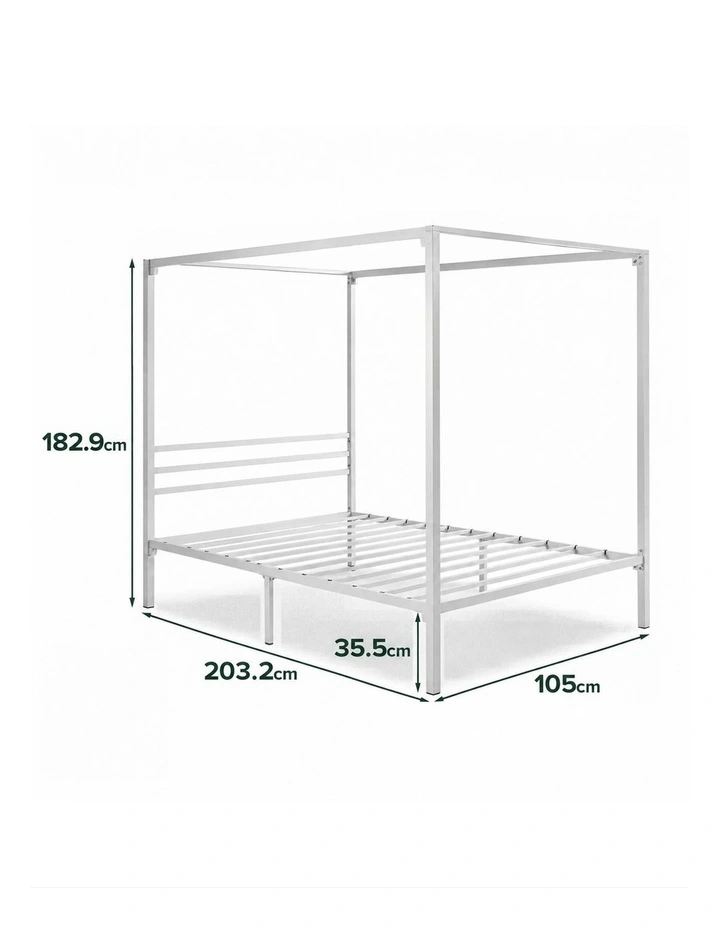 Patricia Metal Canopy Four Poster Bed Frame in White image 5