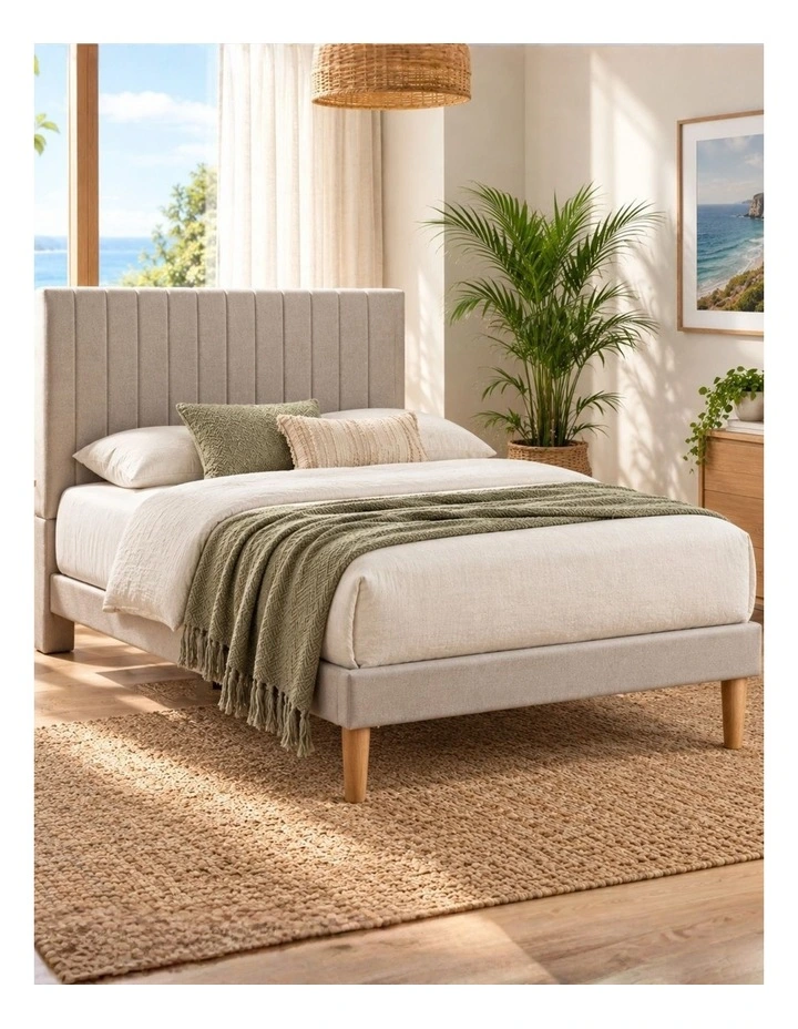 Debi Light Grey Fabric Bed Frame image 1