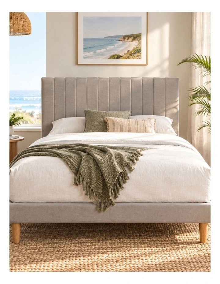 Debi Light Grey Fabric Bed Frame image 2
