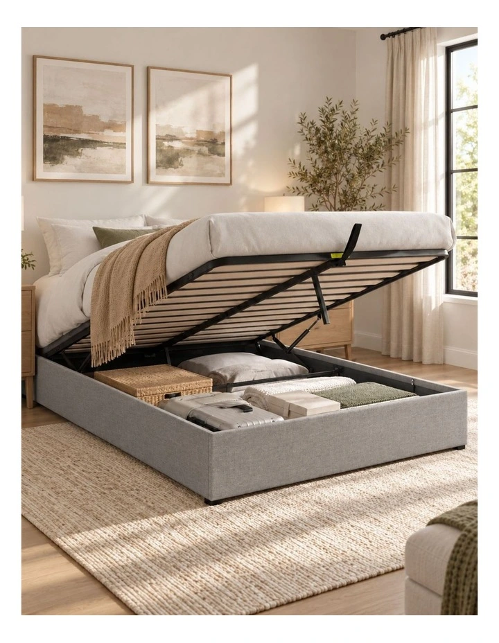 Gas Lift Storage Bed Base - Light Grey image 1