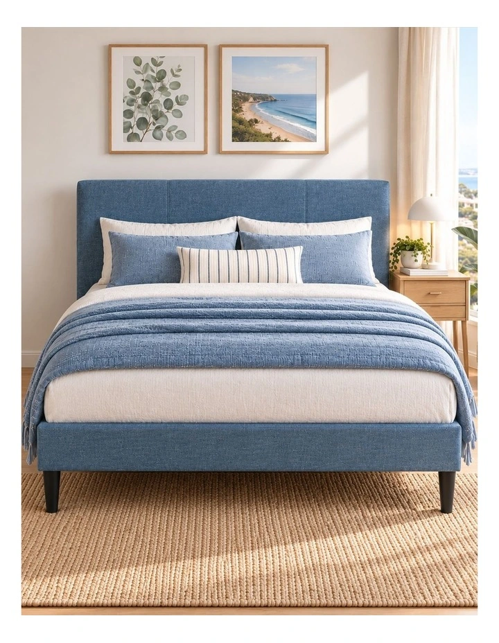 Liam Fabric Bed Frame in Light Blue image 2