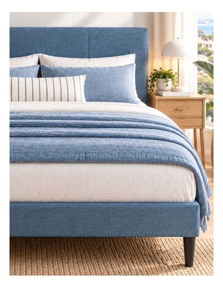 Liam Fabric Bed Frame in Light Blue image 3