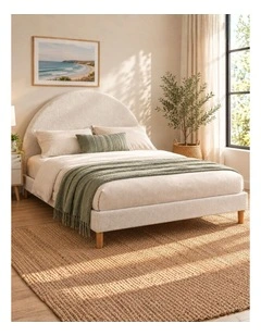 Arch Puff Boucle Bed Frame in Cream
