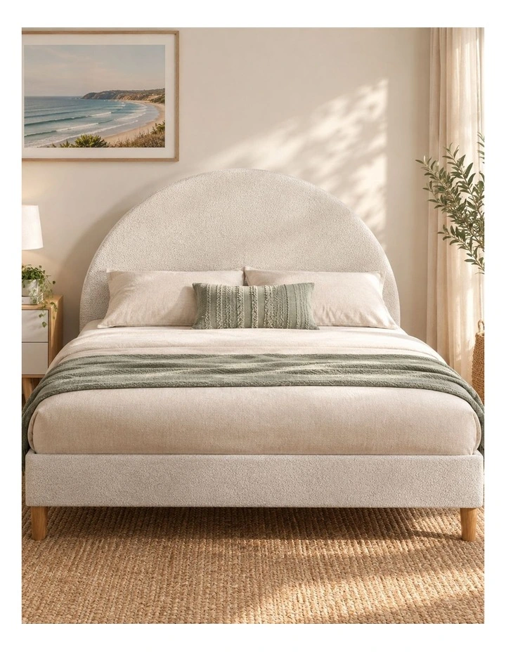 Arch Puff Boucle Bed Frame in Cream image 2