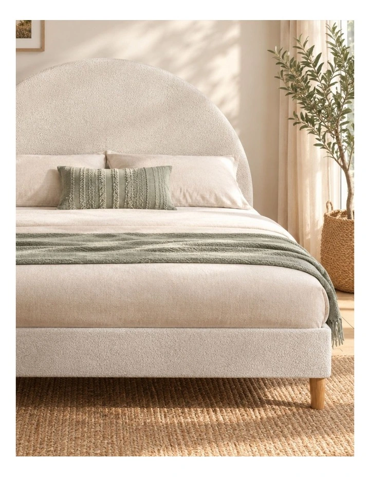 Arch Puff Boucle Bed Frame in Cream image 3