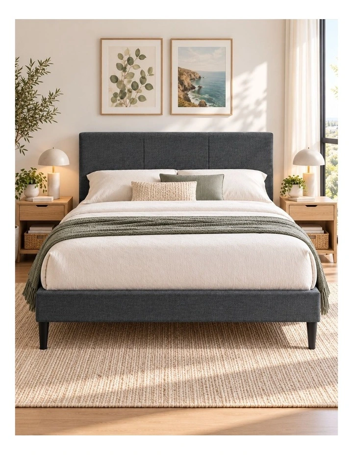 Liam Fabric Bed Frame in Dark Grey image 2