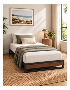Suzanne Ironline Metal & Wood Accent Bed Frame - 15cm Height