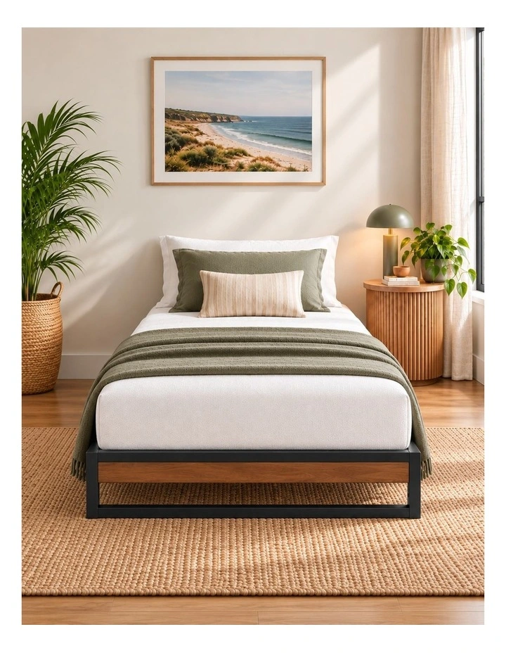 Suzanne Ironline Metal & Wood Accent Bed Frame - 15cm Height image 2