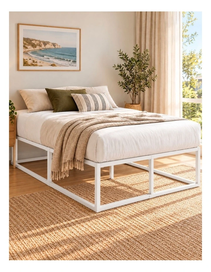 Joseph Metal High Base Bed Frame - 45cm Tall in White image 1
