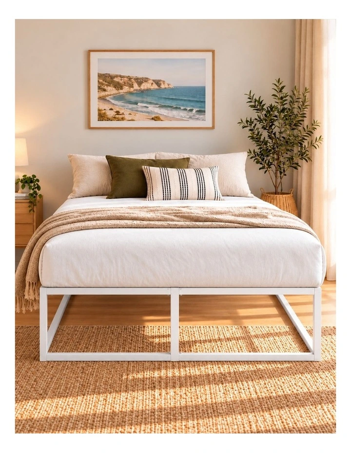 Joseph Metal High Base Bed Frame - 45cm Tall in White image 2
